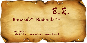 Baczkó Radomér névjegykártya